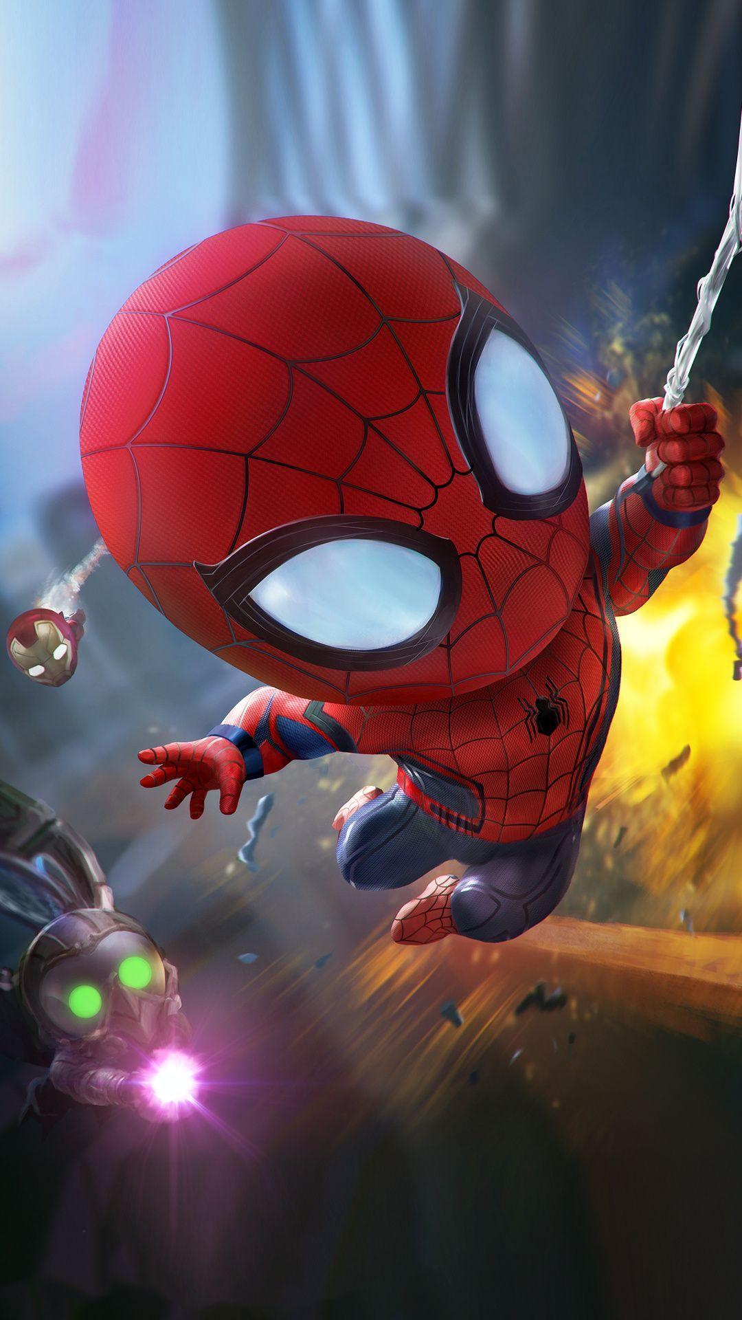 1080x1920 Baby Spider Man Mobile HD Wallpaper. Chibi marvel, Superhero wallpaper, Deadpool wallpaper
