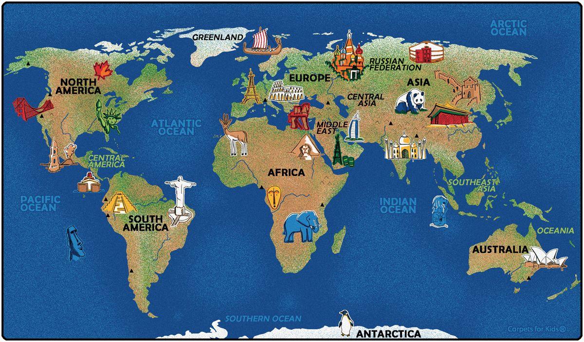 1200x704 Continental Wonders World Map Carpet