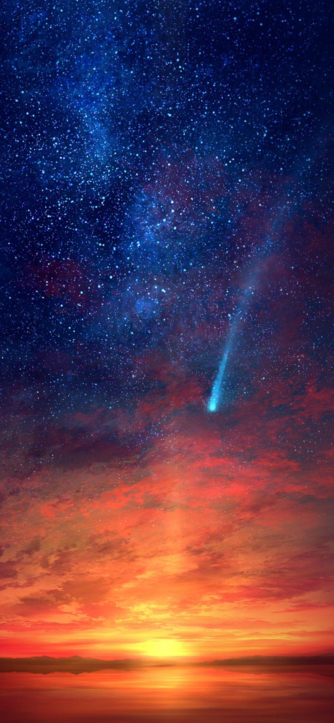 1125x2436 Sunset red illustration iPhone X Wallpaper Free Download