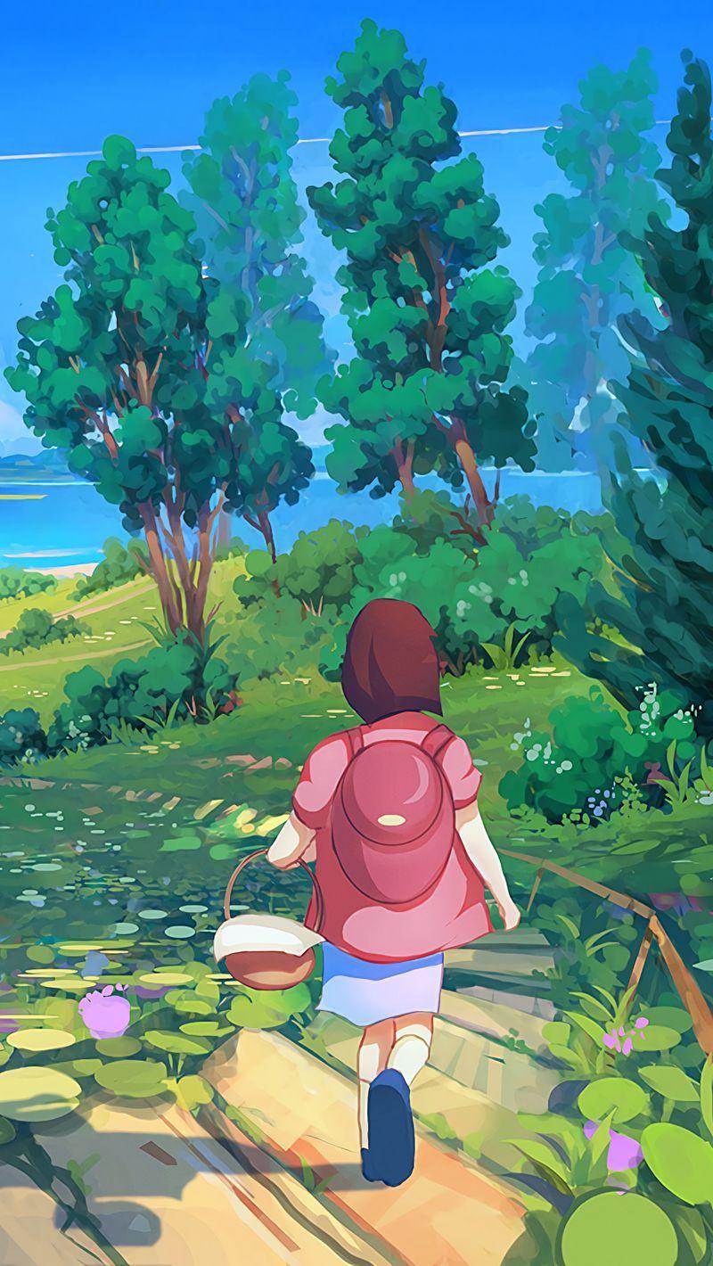 800x1420 Download Wallpaper 800x1420 Child, Walk, Forest, Summer, Art Iphone Se 5s 5c 5 For Parallax HD Background
