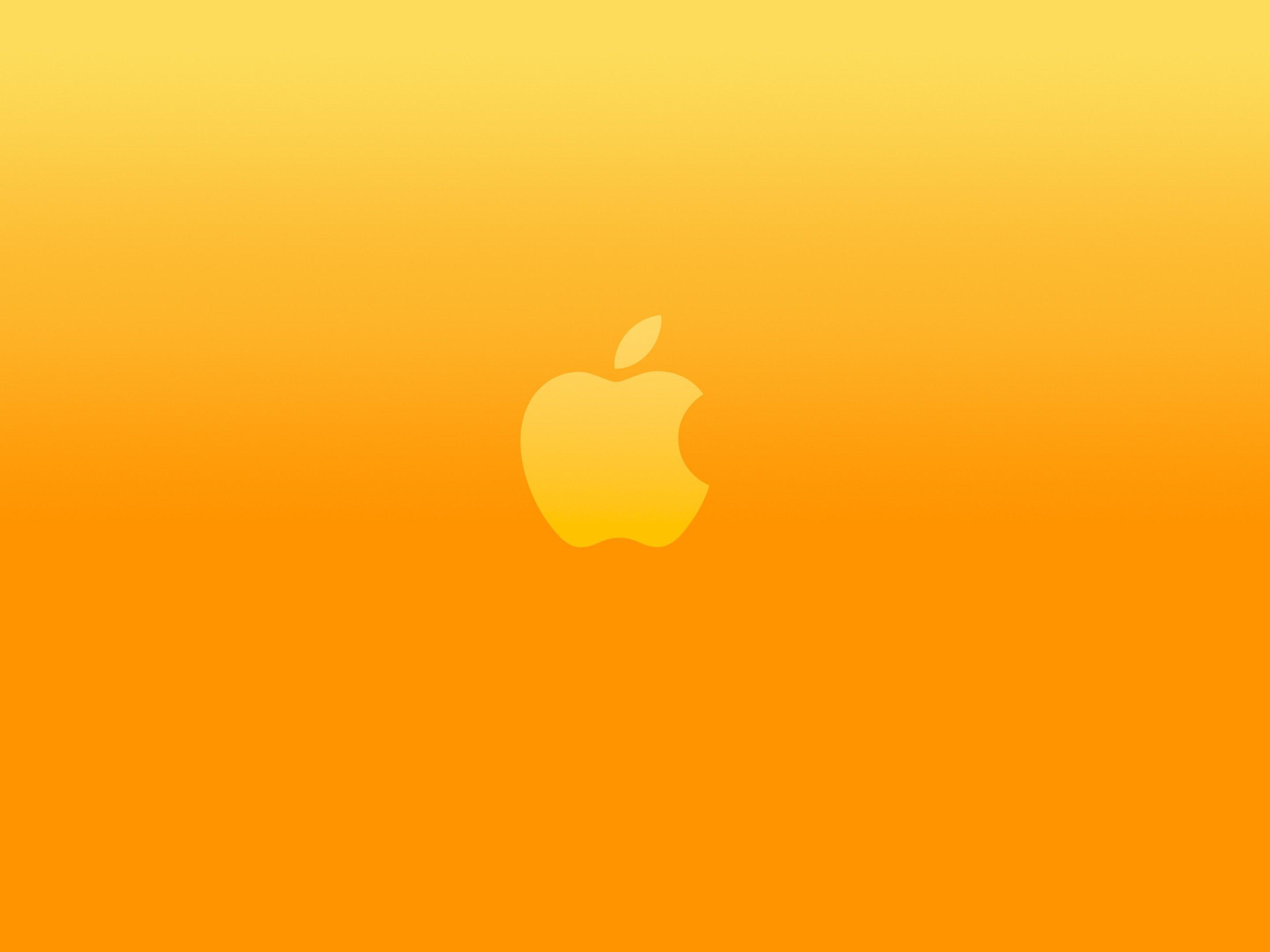 2880x2160 Orange Wallpaper With Apple Logo Wallpaper & Background Download