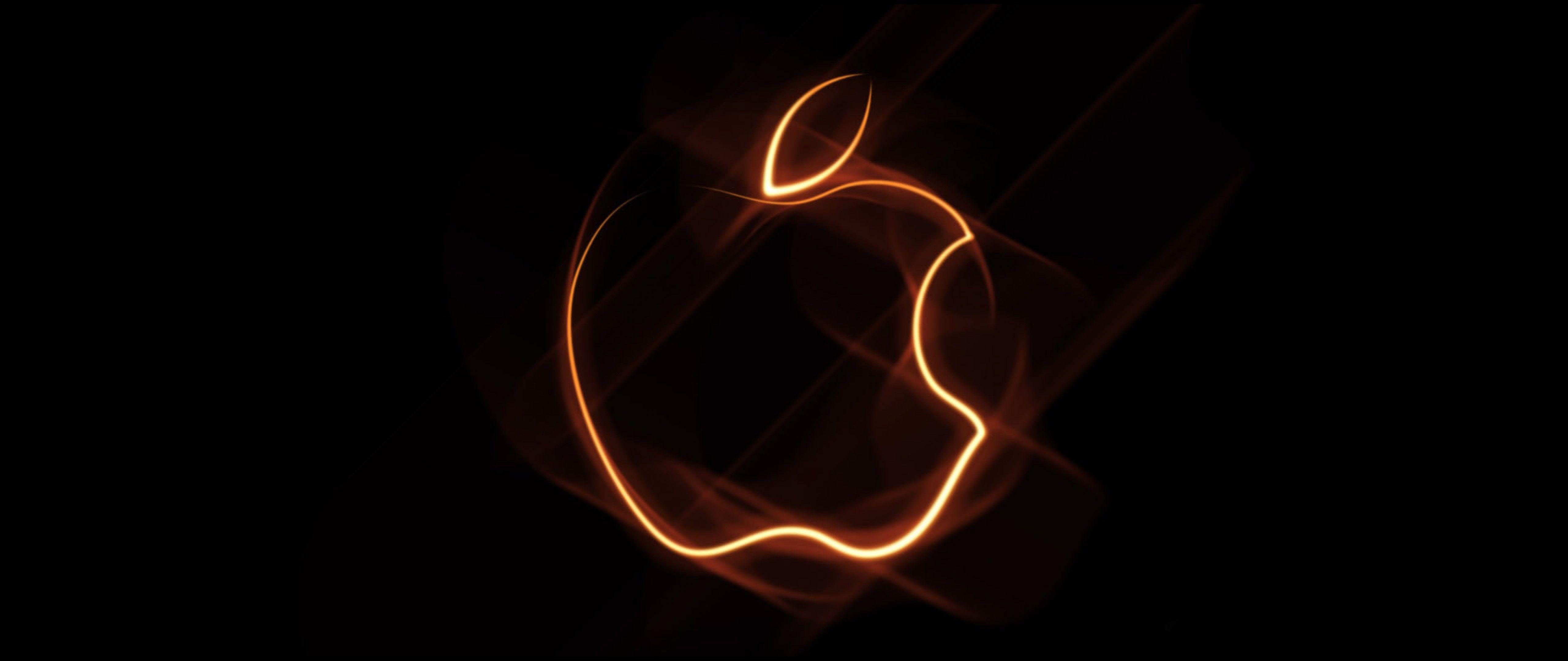 5120x2160 Orange Outline Apple Logo Wallpaper for Desktop and Mobiles 4K Ultra HD Wide TV