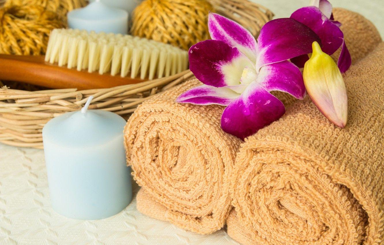 1332x850 Wallpaper candle, relax, bath, towels, flowers, bath, Spa, candle, spa, towel, brush image for desktop, section разное