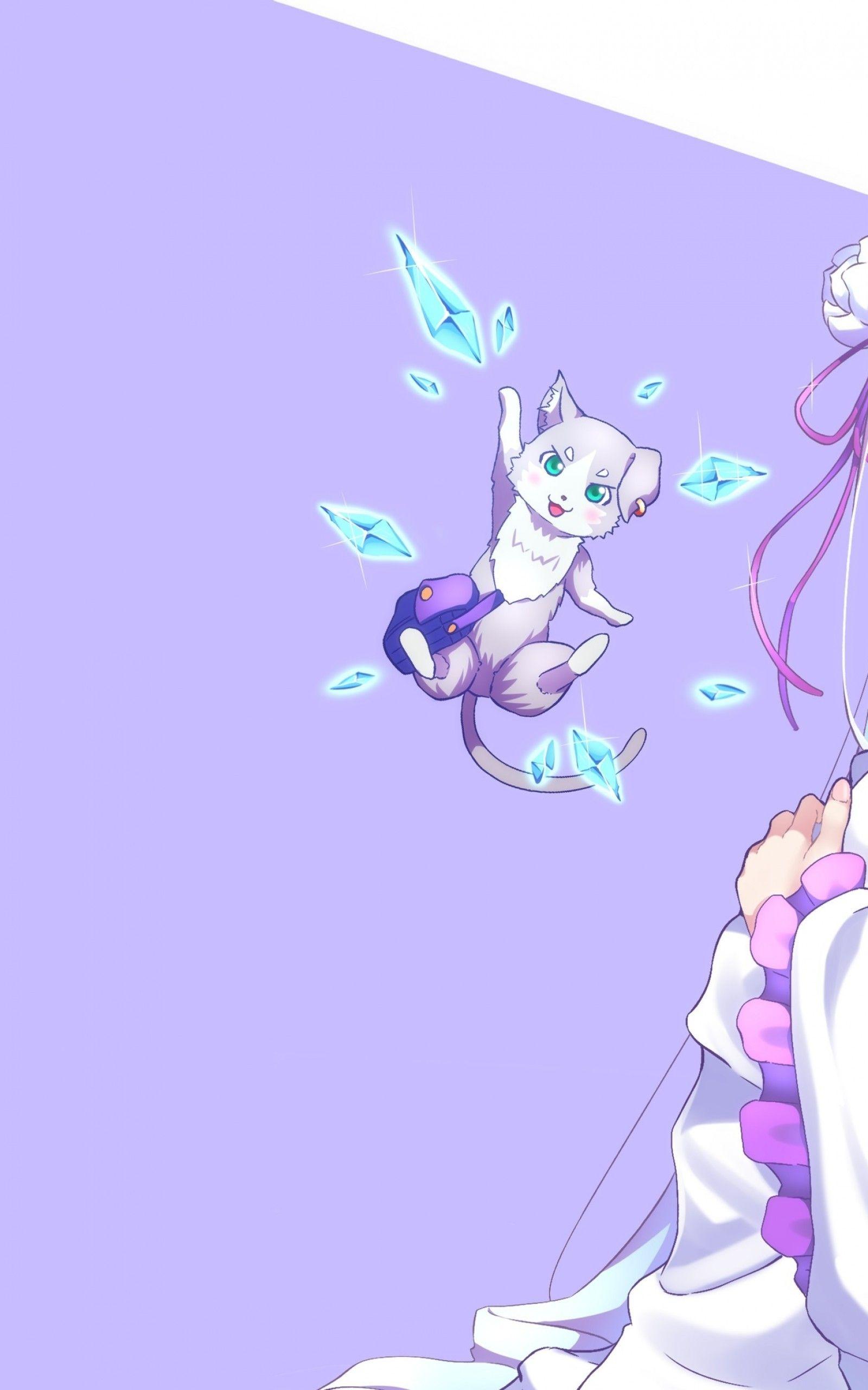1600x2560 Download 1600x2560 Re: Zero, Emilia, Puck, Smiling, White Hair, Sit Wallpaper for Google Nexus 10