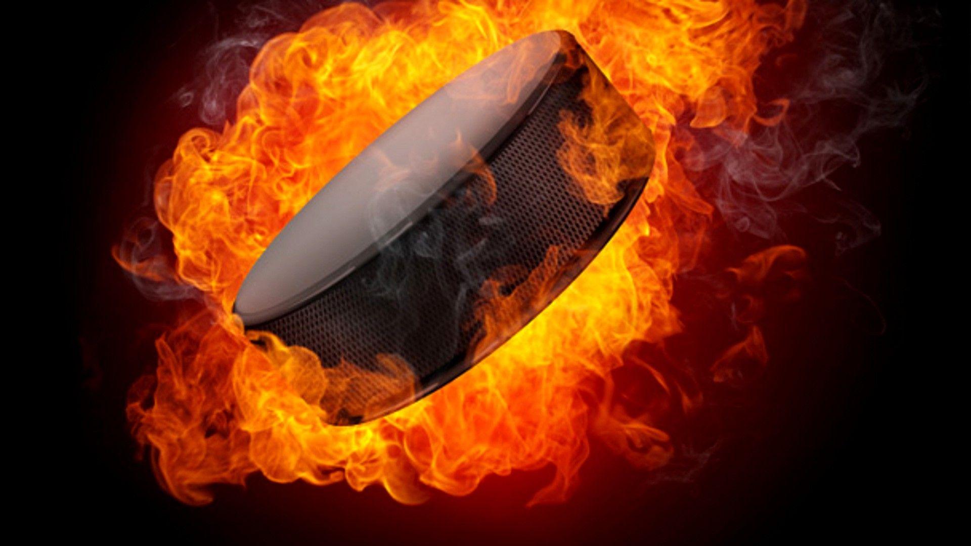 1920x1080 Puck Fire Explosion Ice Hockey Wallpaper:1920x1080