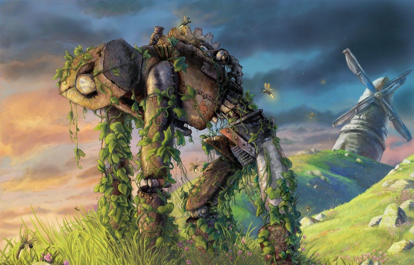 1600x1024 robot, apocalyptic, overgrown, mythology, Terrain, screenshot, computer wallpaper, ecosystem