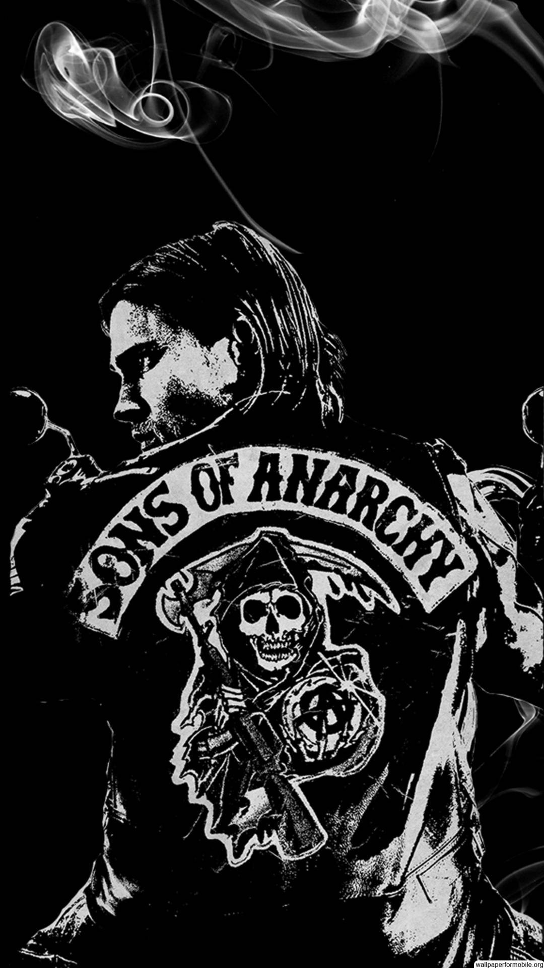 Sons Of Anarchy Earbuds & Mic Black/Red Anarchy Symbol SOA iPhone 