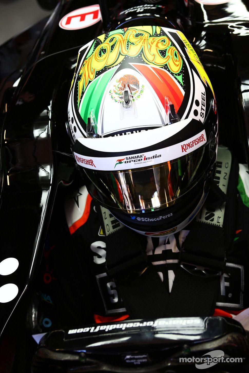 970x1454 Checo Pérez design for the 2014 Monaco GP. Sergio perez, Racing helmets, Red bull f1