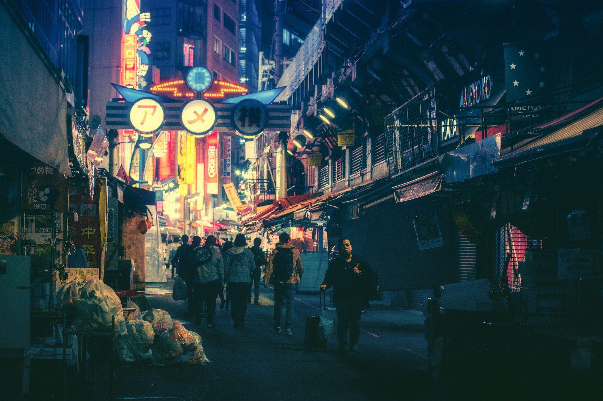 2048x1362 Japan, Night, Town, City Wallpaper HD / Desktop and Mobile Background