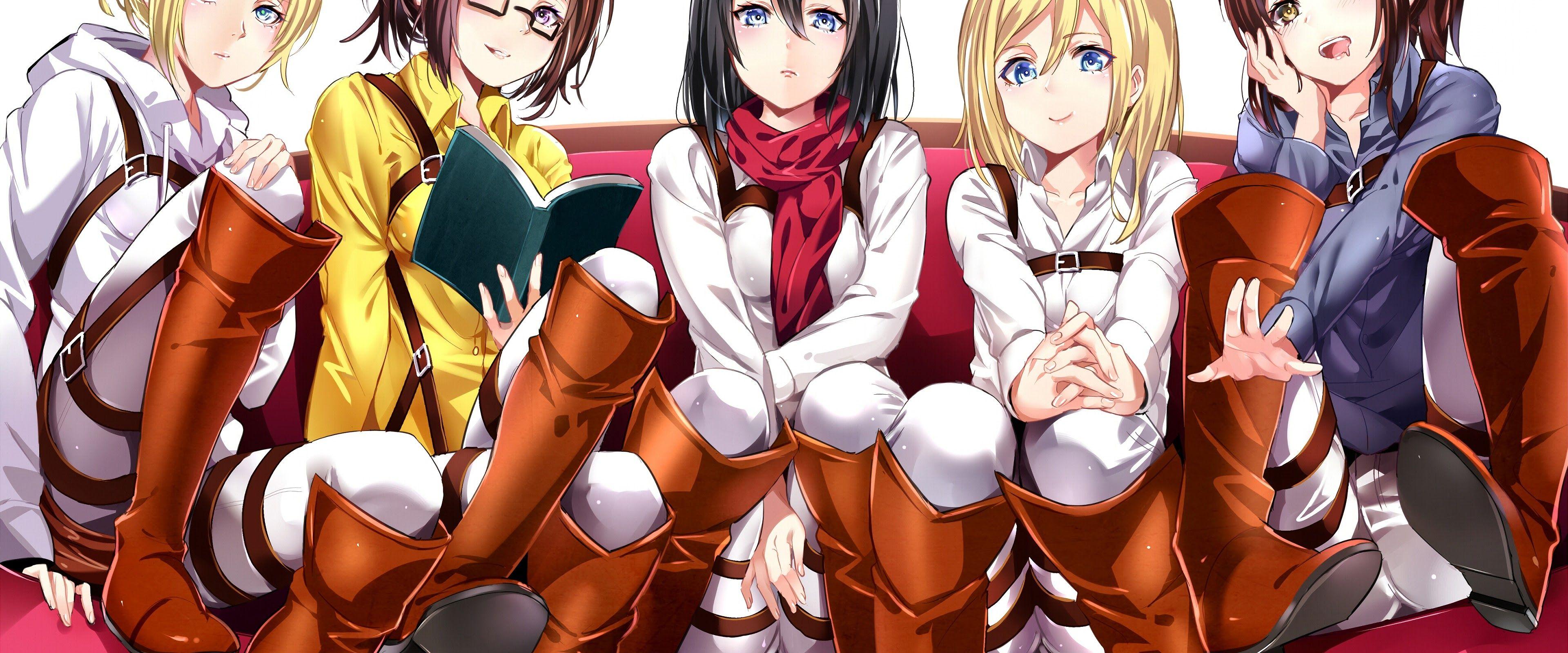 3840x1600 Annie Leonhart Hange Zoe Krista Sasha Attack on Titan Girls 4K Wallpaper