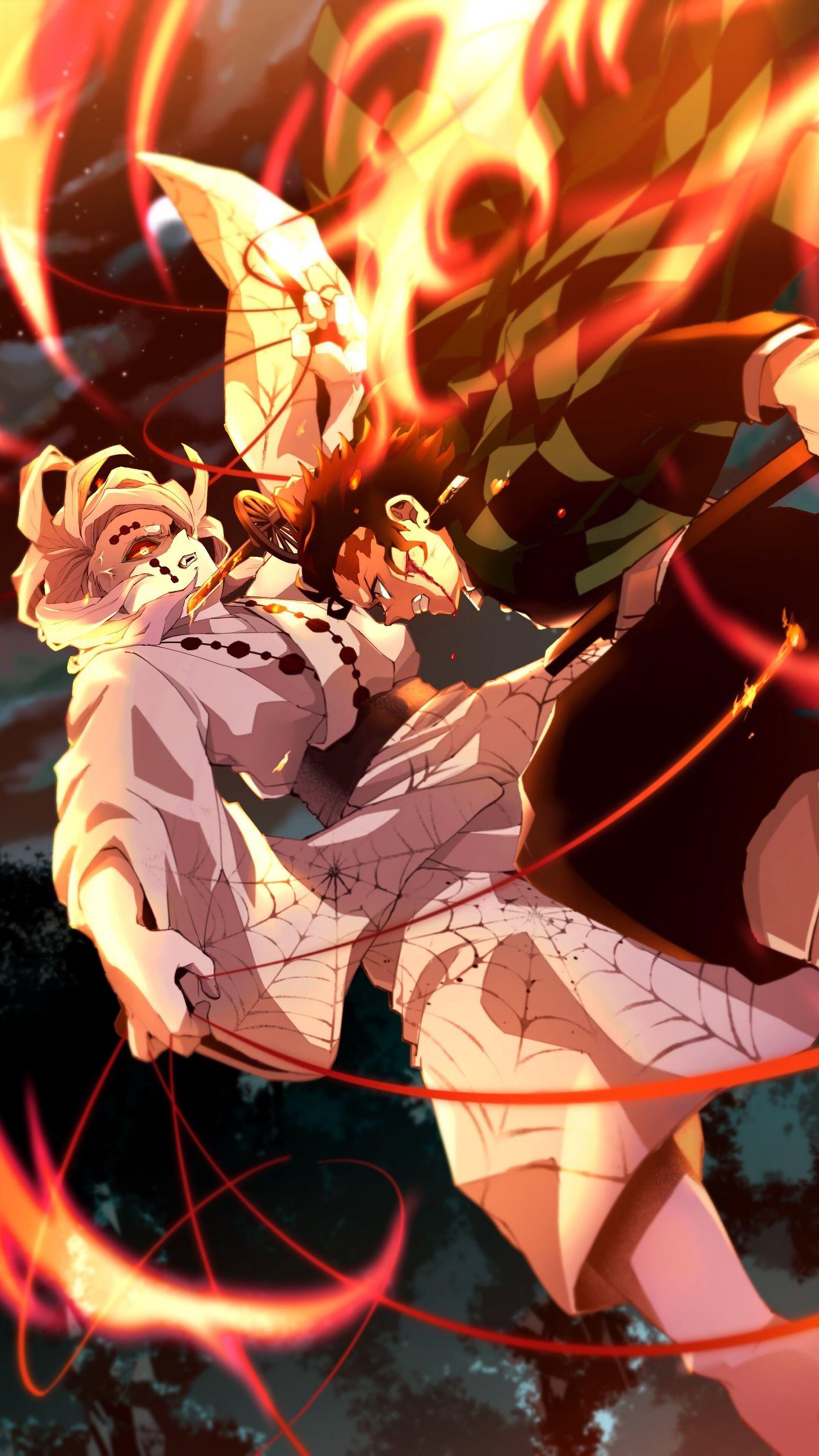 2160x3840 Tanjiro Kamado vs Rui, Kimetsu no Yaiba, 4K phone HD Wallpaper, Image, Background, Photo and Picture