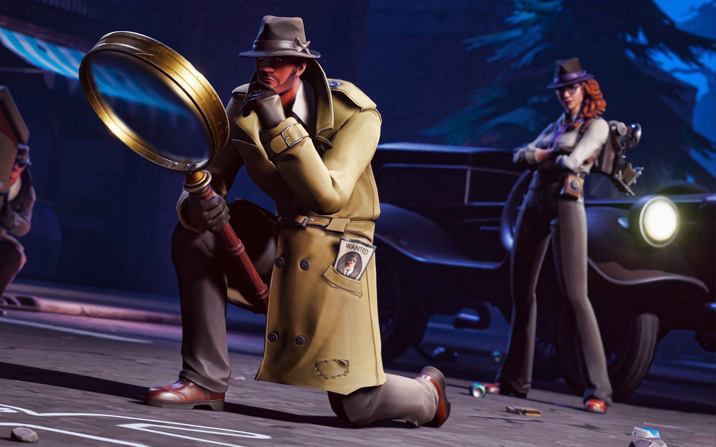 2880x1800 Download wallpaper Gumshoe, Sleuth, darkness, Fortnite characters, 2019 games, Fortnite Battle Royale, Gumshoe and Sleuth, Fortnite for desktop with resolution 2880x1800. High Quality HD picture wallpaper