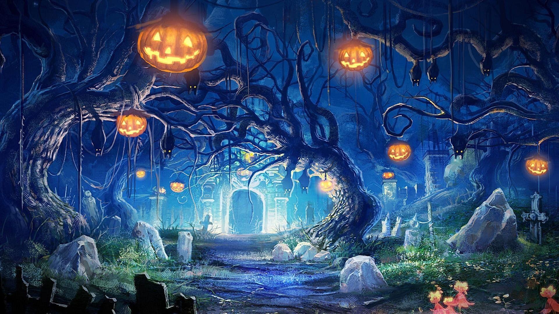 1920x1080 Fantasy Forest Halloween Wallpaper Live Wallpaper HD