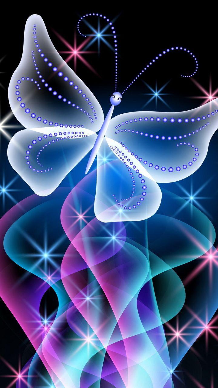 720x1280 neon, abstract, butterfly .
