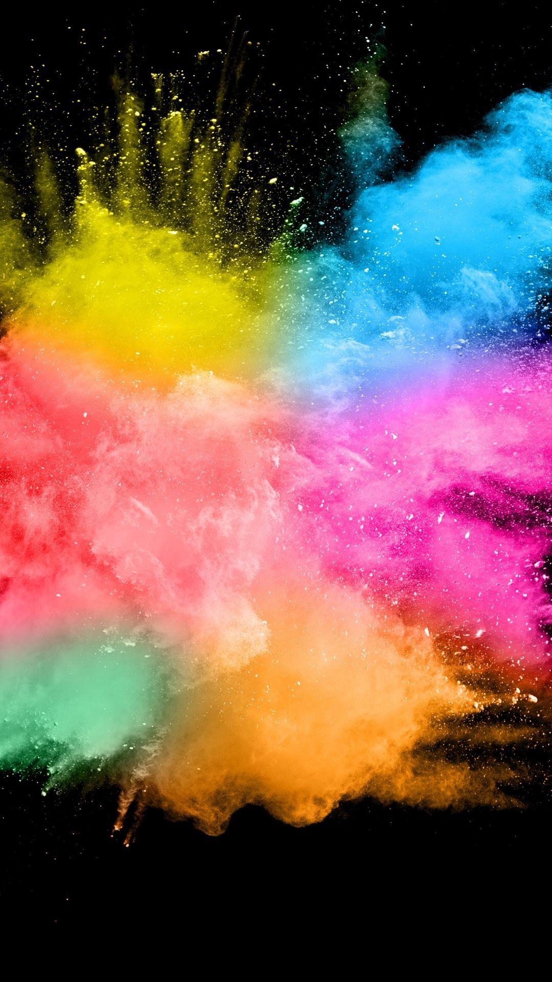 1080x1920 Colorful Smoke, Splash, Abstract, Black Background 1242x2688 IPhone 11 Pro XS Max Wallpaper, Background, Picture, Image