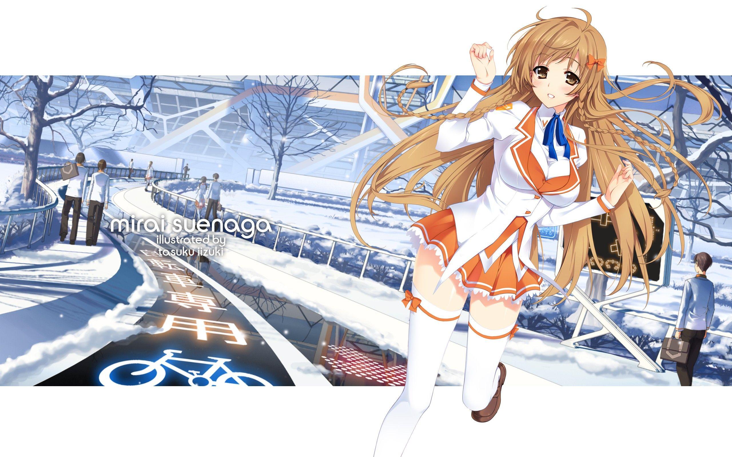 2560x1600 brown eyes, seifuku, anime, braids, anime girls, Mirai Suenaga, Culture Japan wallpaper