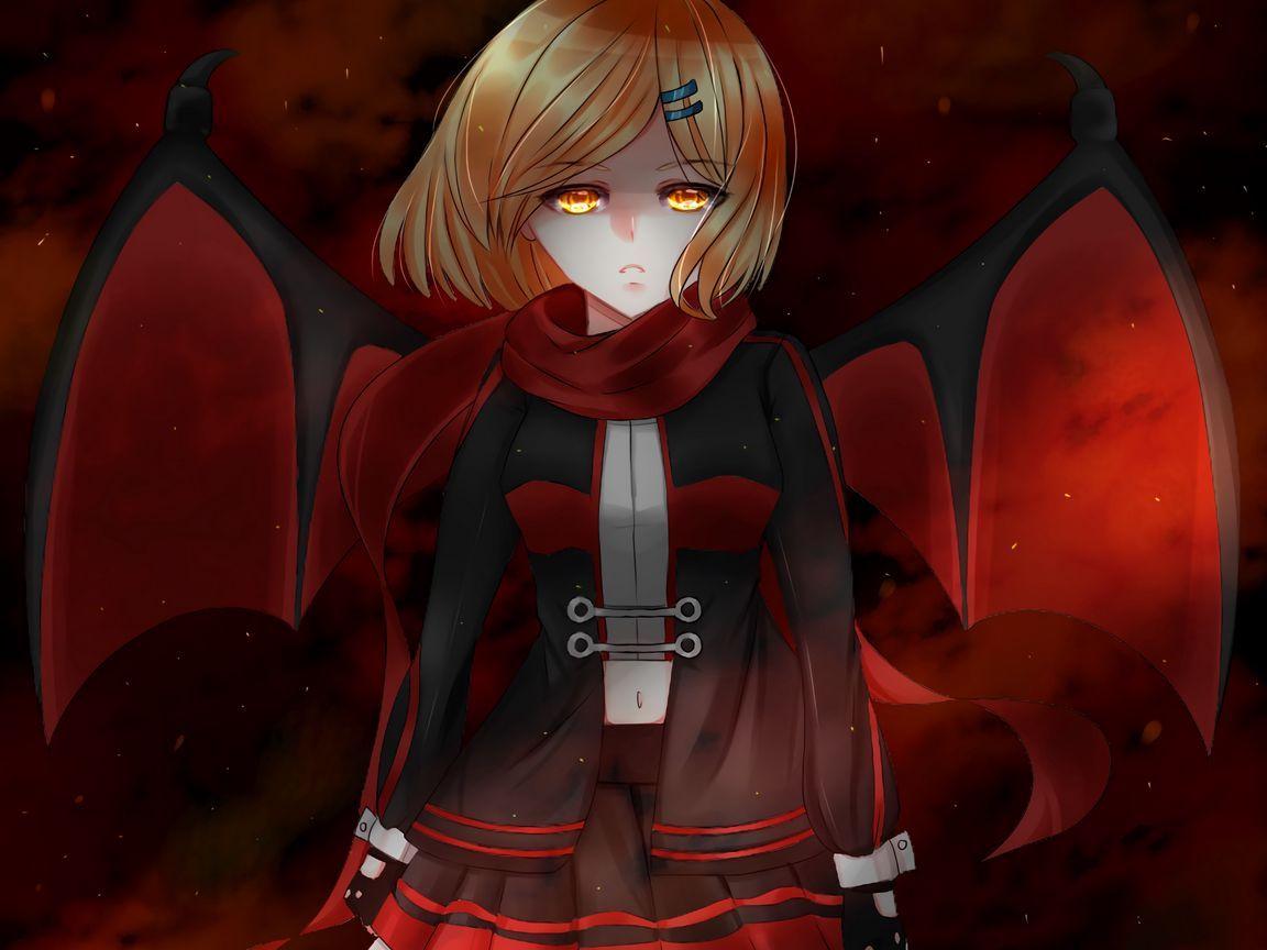 1152x864 Download wallpaper 1152x864 girl, anime, red, look standard 4:3 HD background