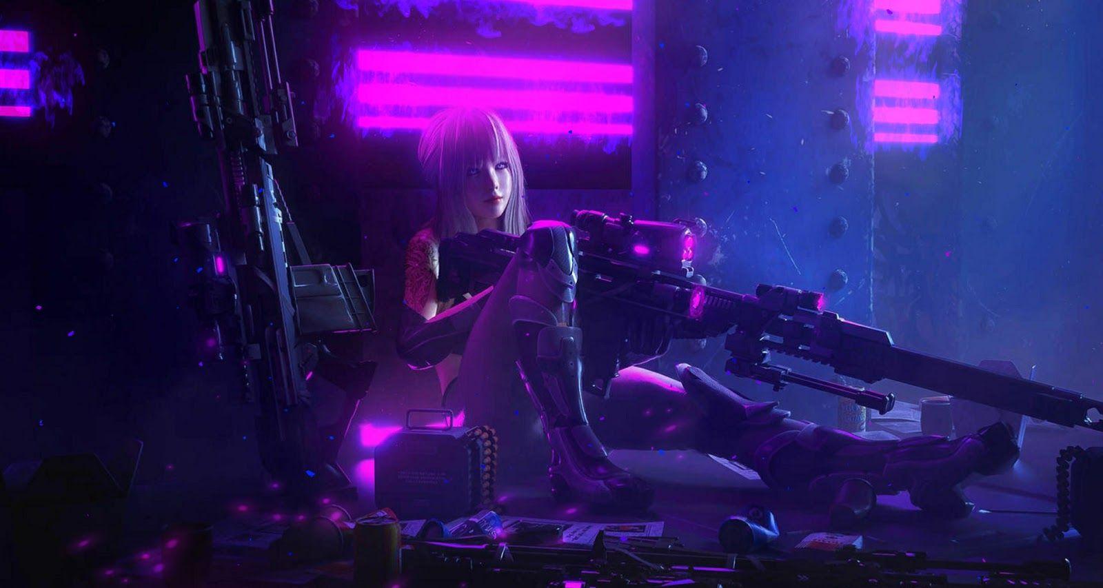 1600x853 Cyberpunk Warrior Girl Live Wallpaper Live Desktop Wallpaper