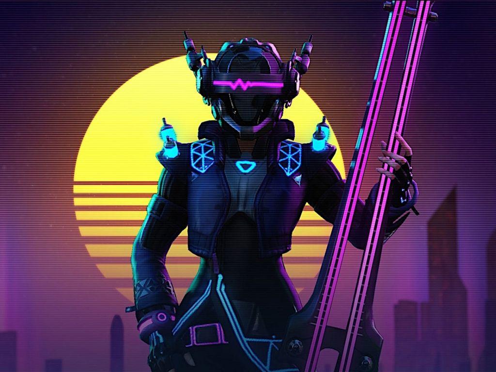 1024x768 Desktop wallpaper girl warrior, armour suit, cyberpunk, digital art, HD image, picture, background, fff7cd