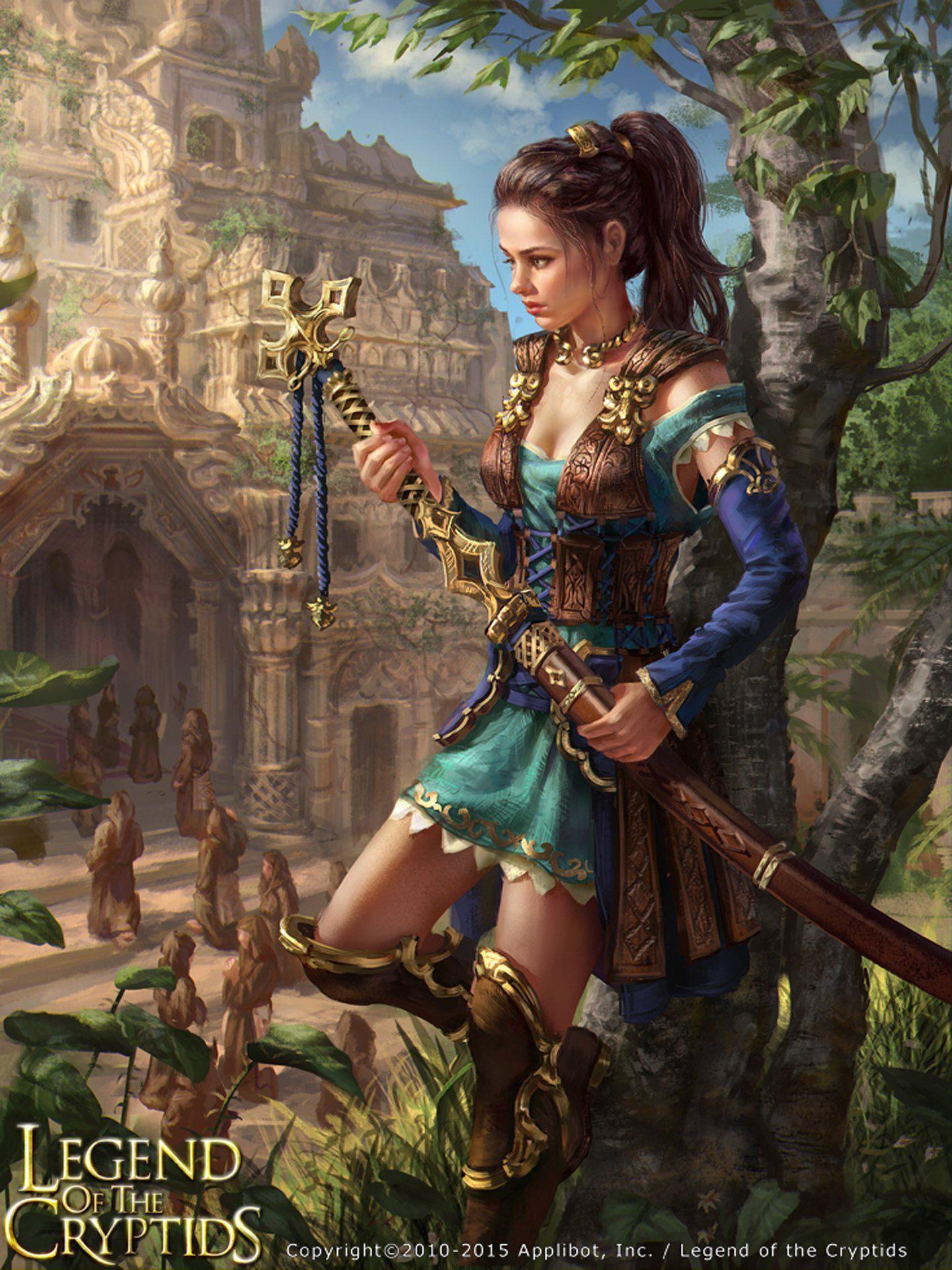 1440x1920 Fantasy girl woman beauty beautiful tree dress long hair warrior sword wallpaperx1920