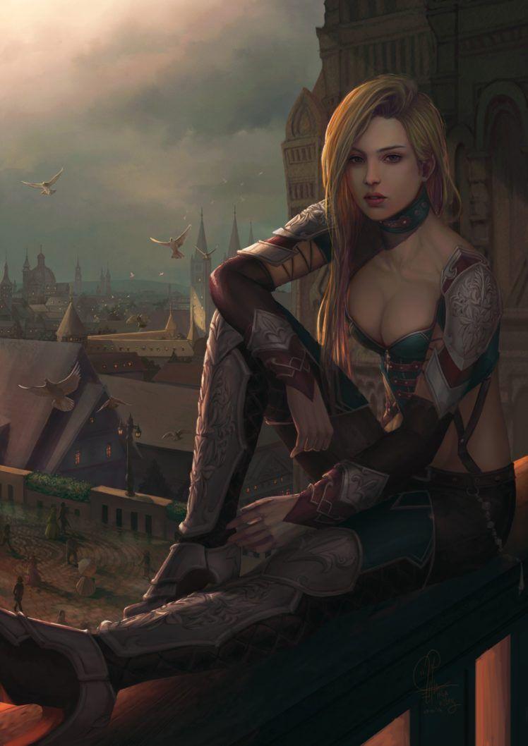 748x1058 fantasy, Art, Blonde, Girl, Woman, Beautiful, Warrior Wallpaper HD / Desktop and Mobile Background
