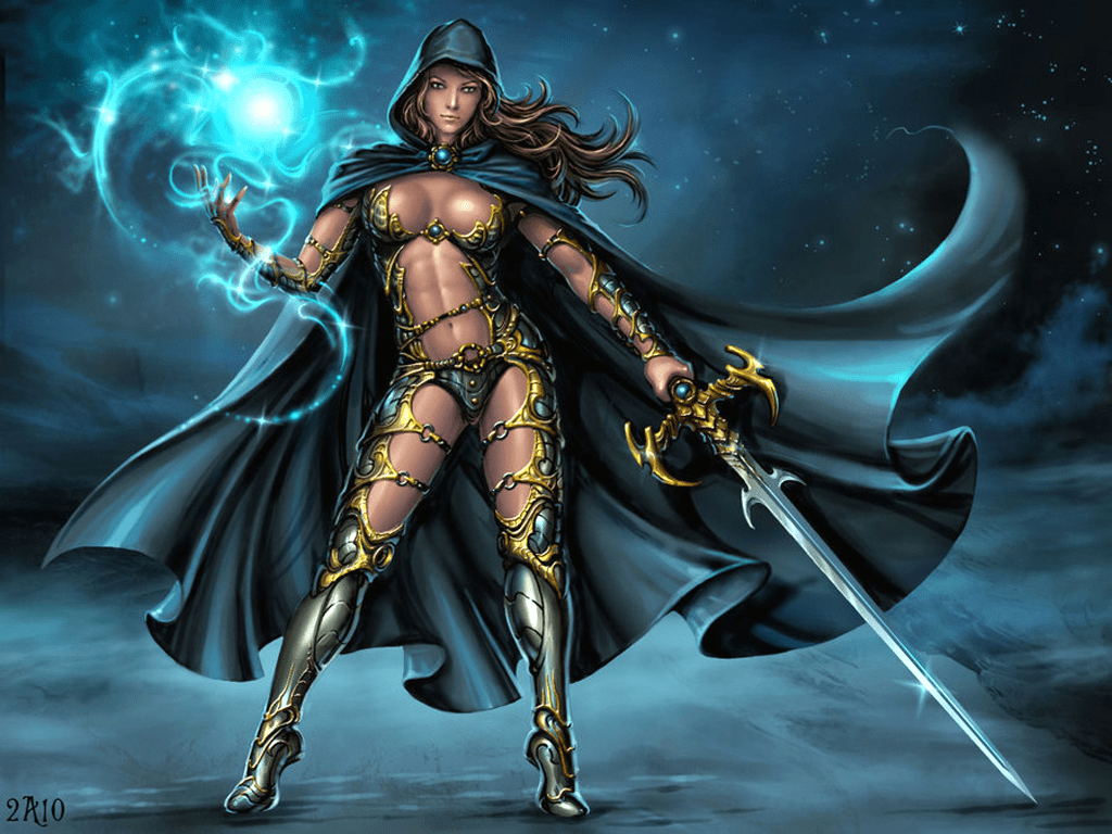1024x768 Fantasy Warrior Girl Beautiful Anime Girl