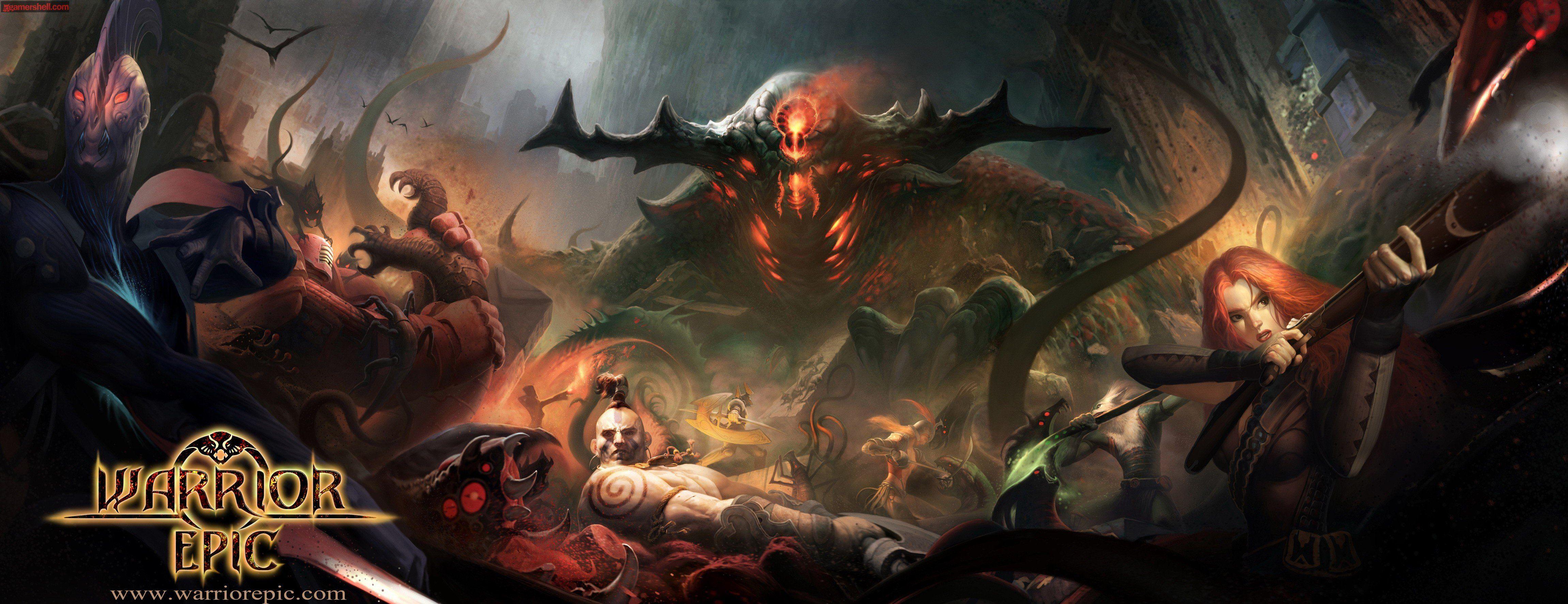 4602x1772 WARRIOR EPIC fantasy mmo rpg fighting online 1weo action wallpaperx1772