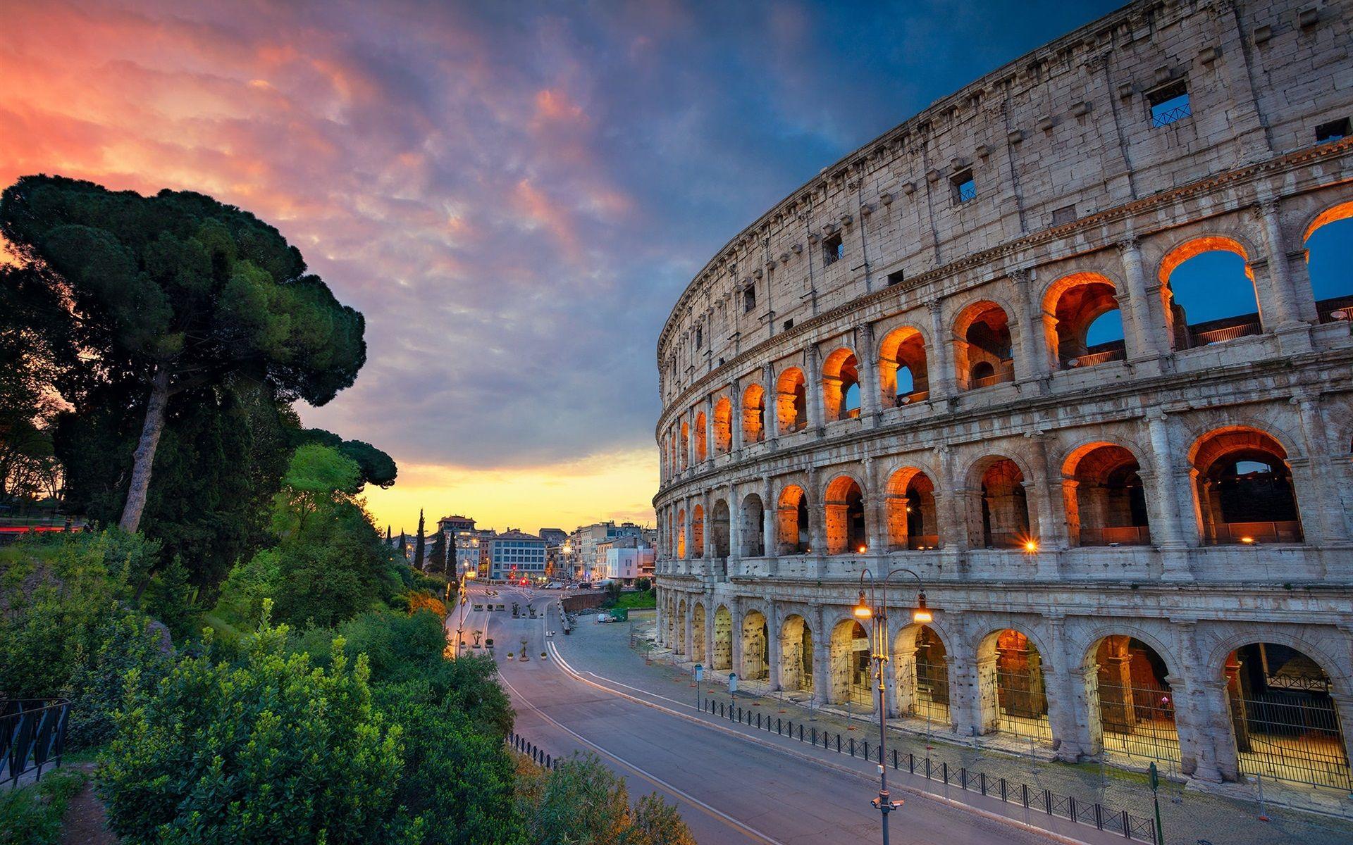 1920x1200 Wallpaper Italy, Rome, Colosseum, road, street, lights 1920x1200 HD Picture, Image