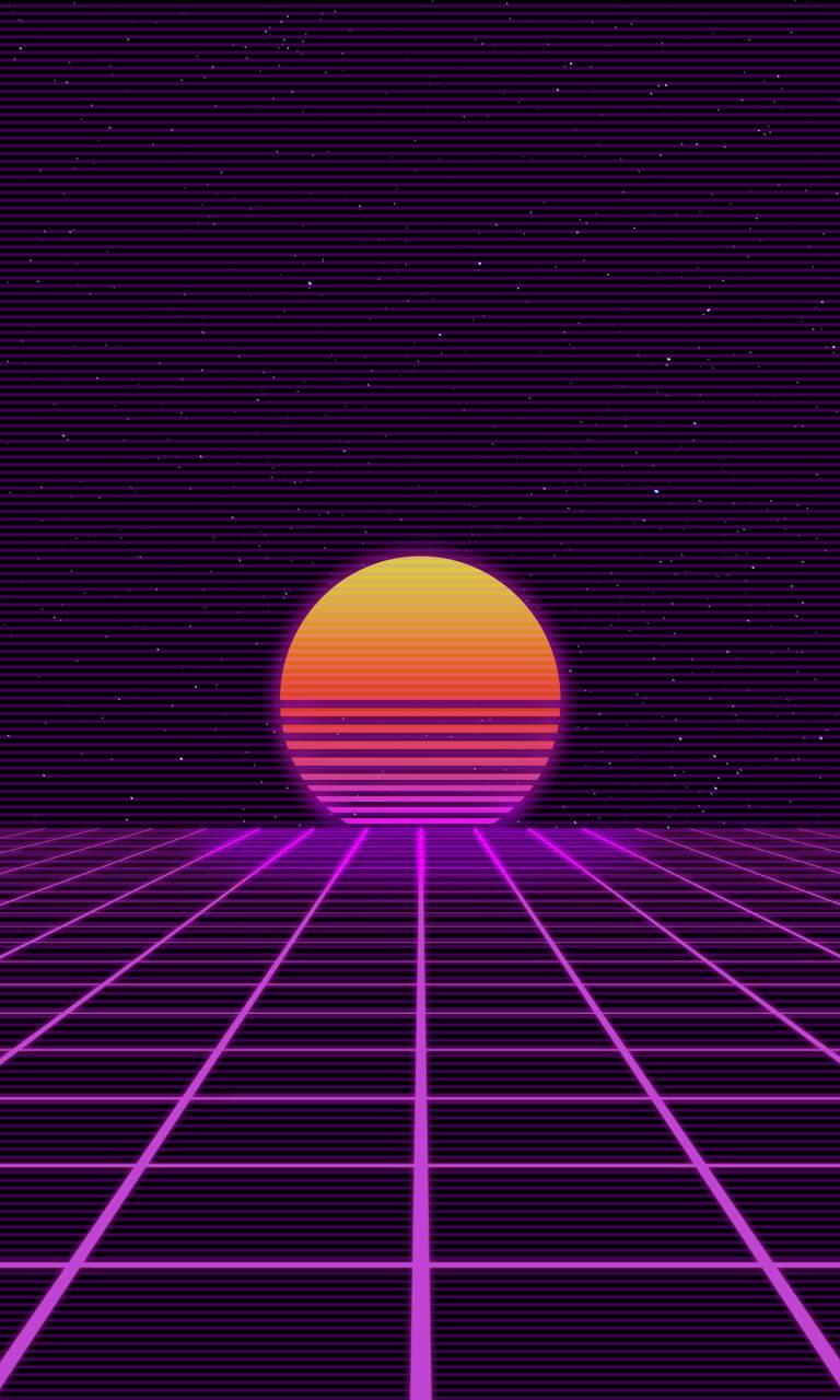 768x1280 Retro Sunset Wallpaper