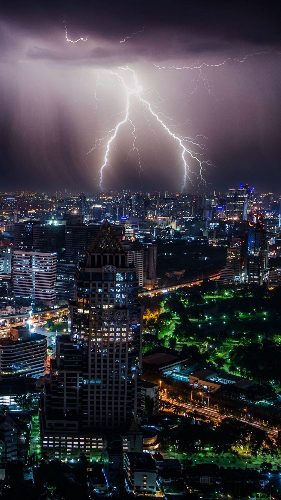 lightning city wallpaper
