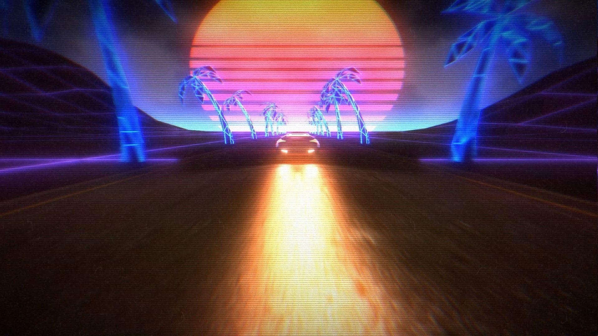 1920x1080 Retro Neon Background Beautiful Vhs Palm Trees 1980s New Retro Wave Retro Style Vintage Sunset Vaporwave Neon Wallpaper Ideas of The Hudson