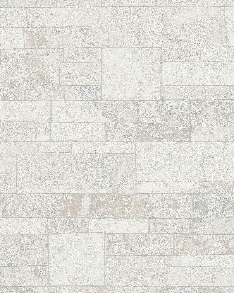 800x1000 Non Woven Wallpaper Stone Wall Granulate White Grey Imagine Marburg 31762