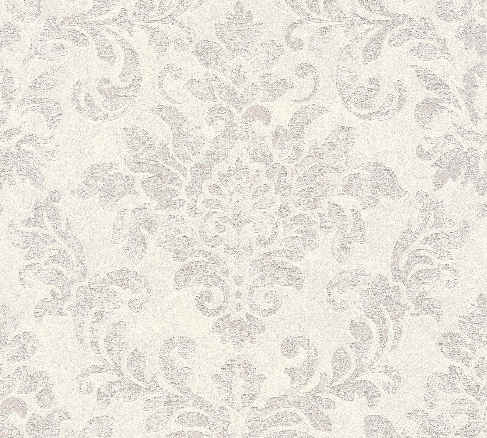 1600x1440 Non Woven Wallpaper Baroque White Grey Rose 37413 3