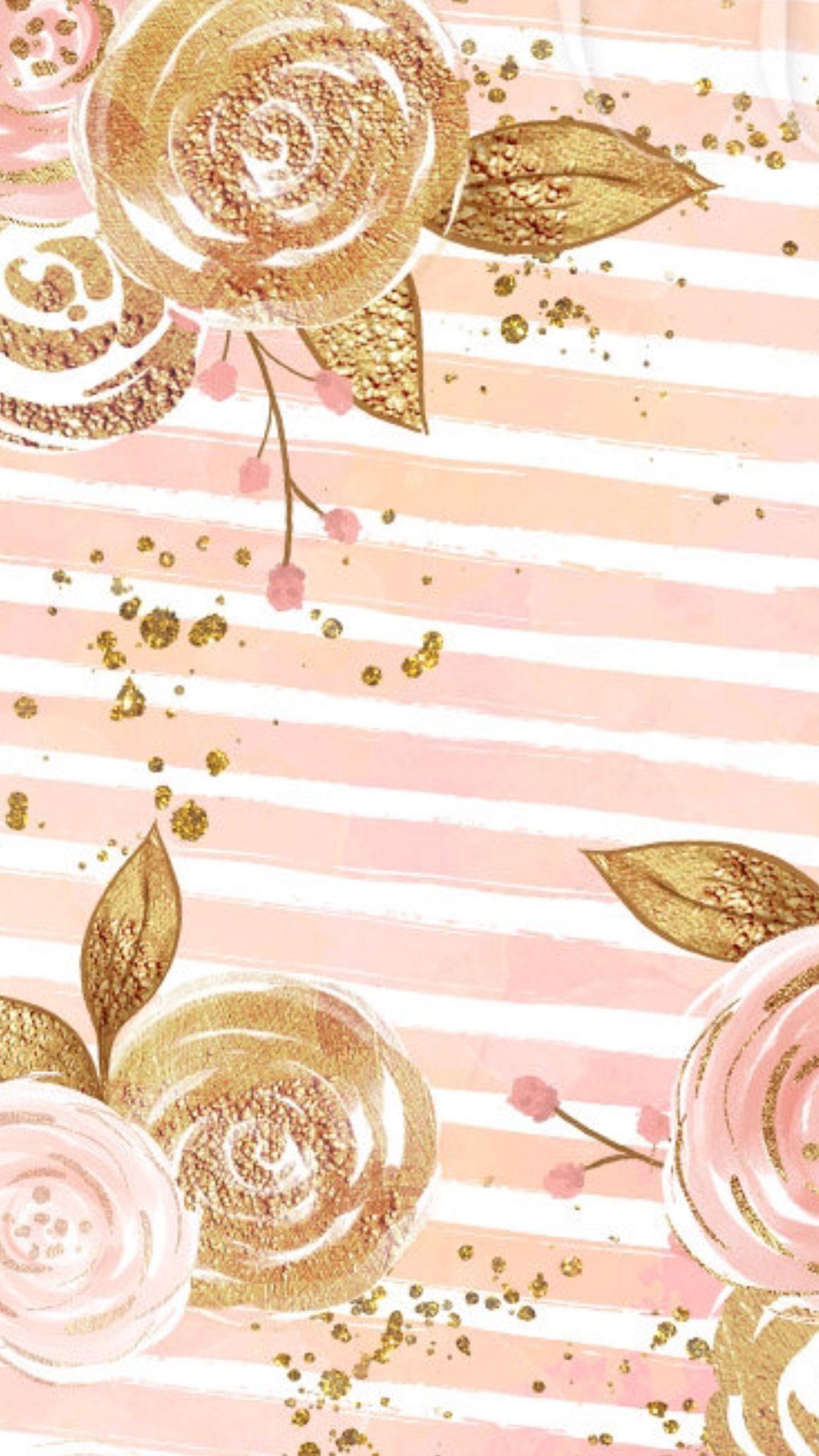 1242x2208 Rose Gold Cute Watercolor Wallpaper