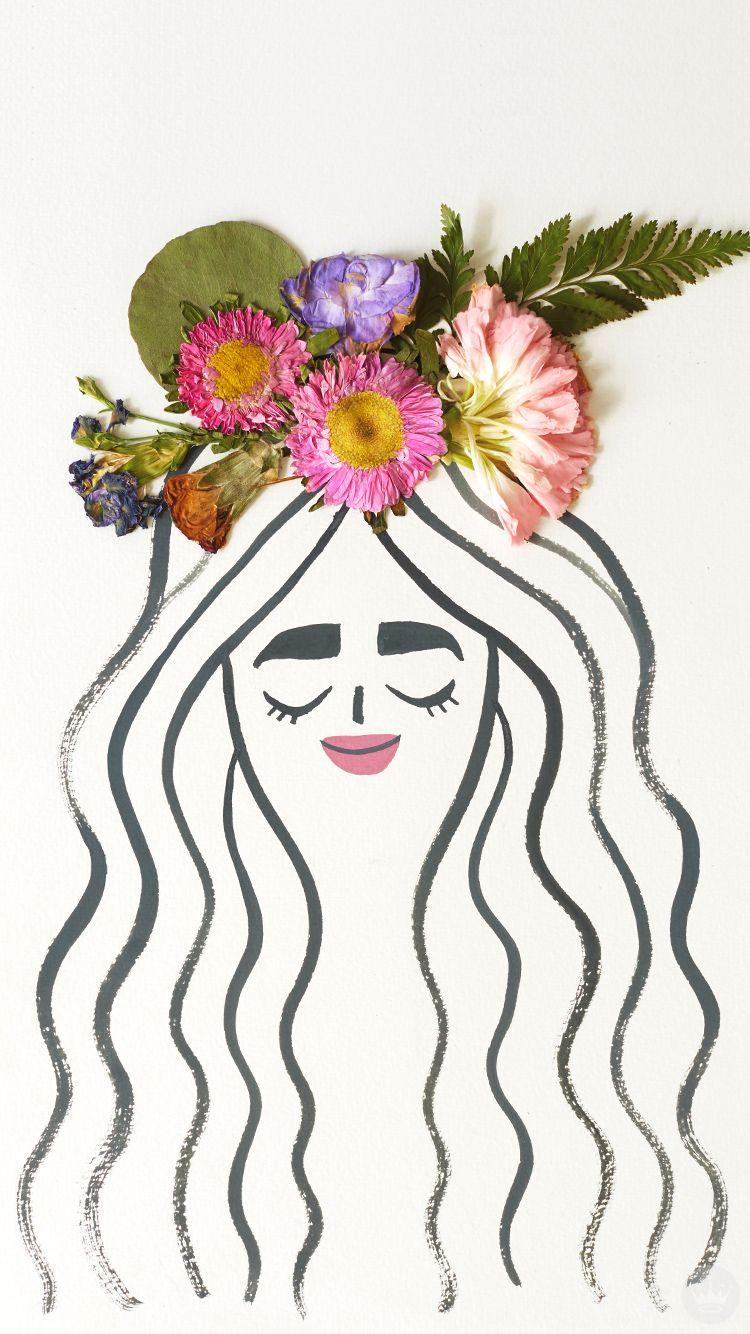 750x1334 Pressed Flowers Digital Wallpaper. thinkmakeshareblog.com.Make.Share