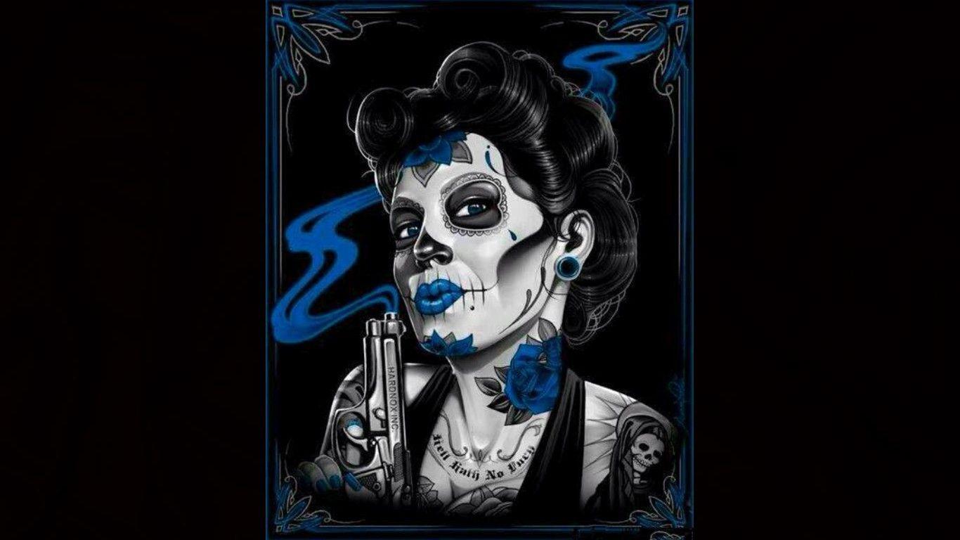 1366x768 Tattoos Wallpaper Best Wallpaper Sugar Skull Art
