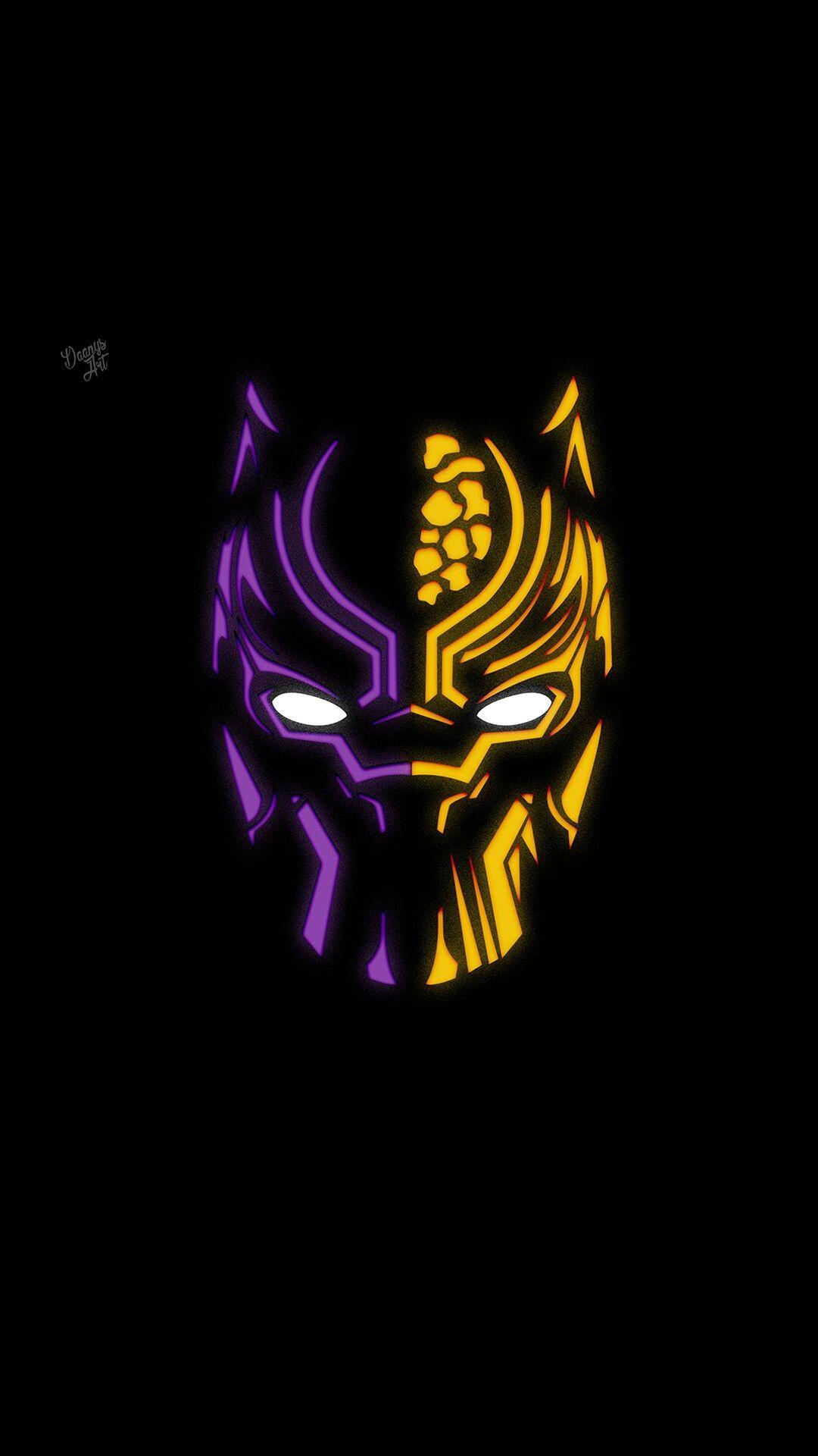 1080x1920 Black Panther Minimal Neon Wallpaper Wallpaper : iPhone Wallpaper
