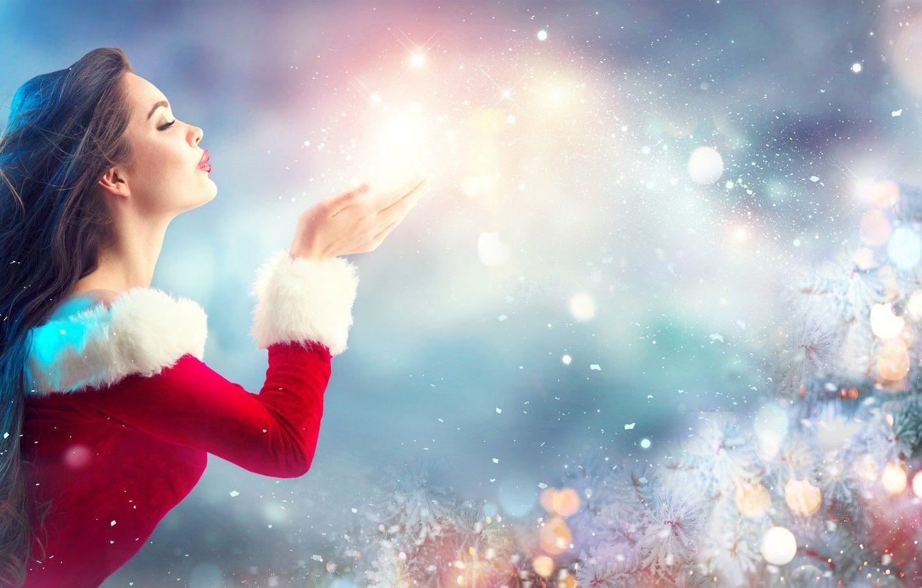 1332x850 Wallpaper look, smile, mood, woman, Christmas, maiden, beautiful, Happy New Year, Christmas, style, bokeh, Eva, wallpaper., beautiful background, festive light, romantic delicate image for desktop, section новый год