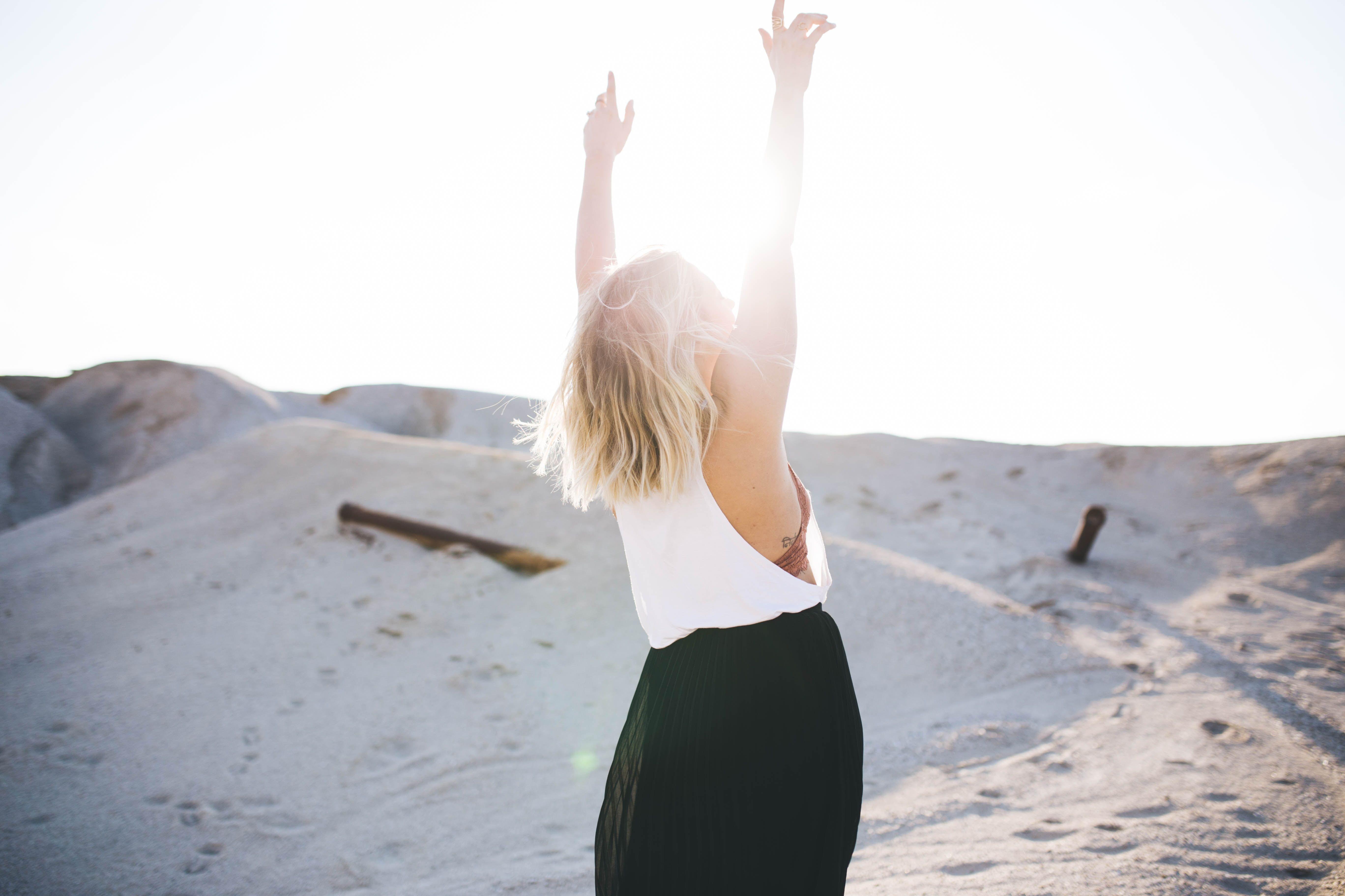 5472x3648 5472x3648 #sunlight, #lady, #female, #glow, #sand, #tracks, #reach, #summer background, #happy, #summer wallpaper, #beach, #blonde, #Free image, #clothing, #wallpaper, #praise, #woman, #arms up, #blessed, #hands up, #flare