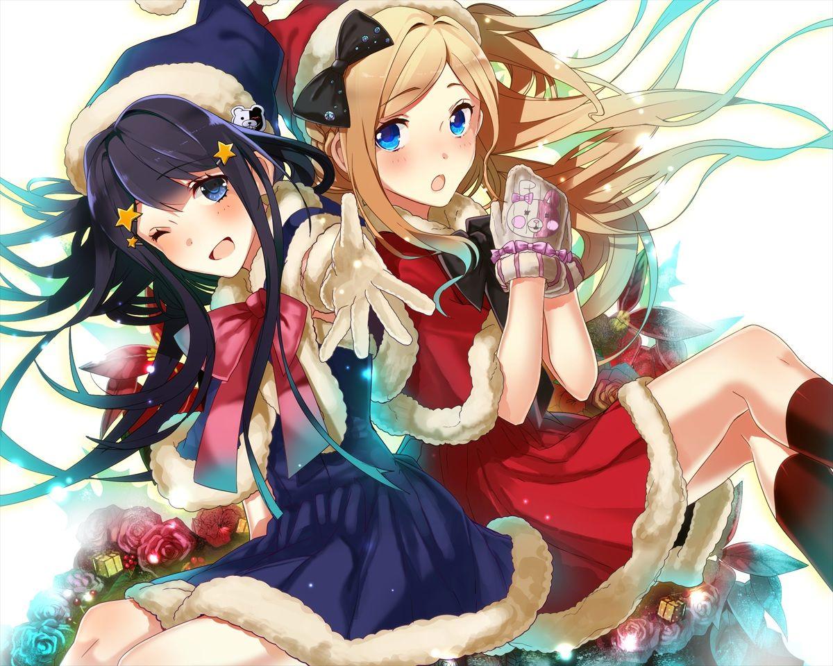 1200x960 Black Hair Blonde Hair Blue Eyes Blush Christmas Dangan Ronpa Maizono Sayaka Okia Sonia Nevermind. Konachan.com.com Anime Wallpaper