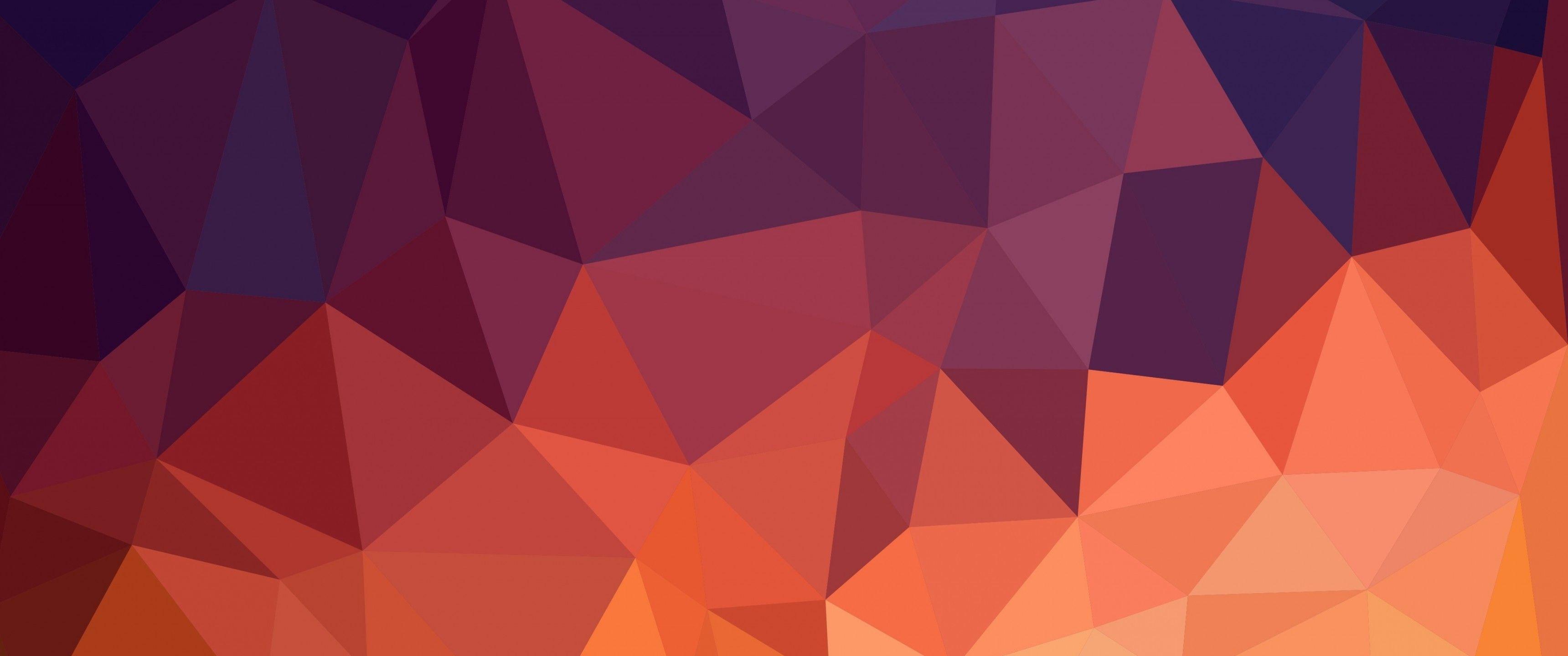 3440x1440 Low Poly, Triangles, Gradient, Minimal Design Background Low Poly HD Wallpaper