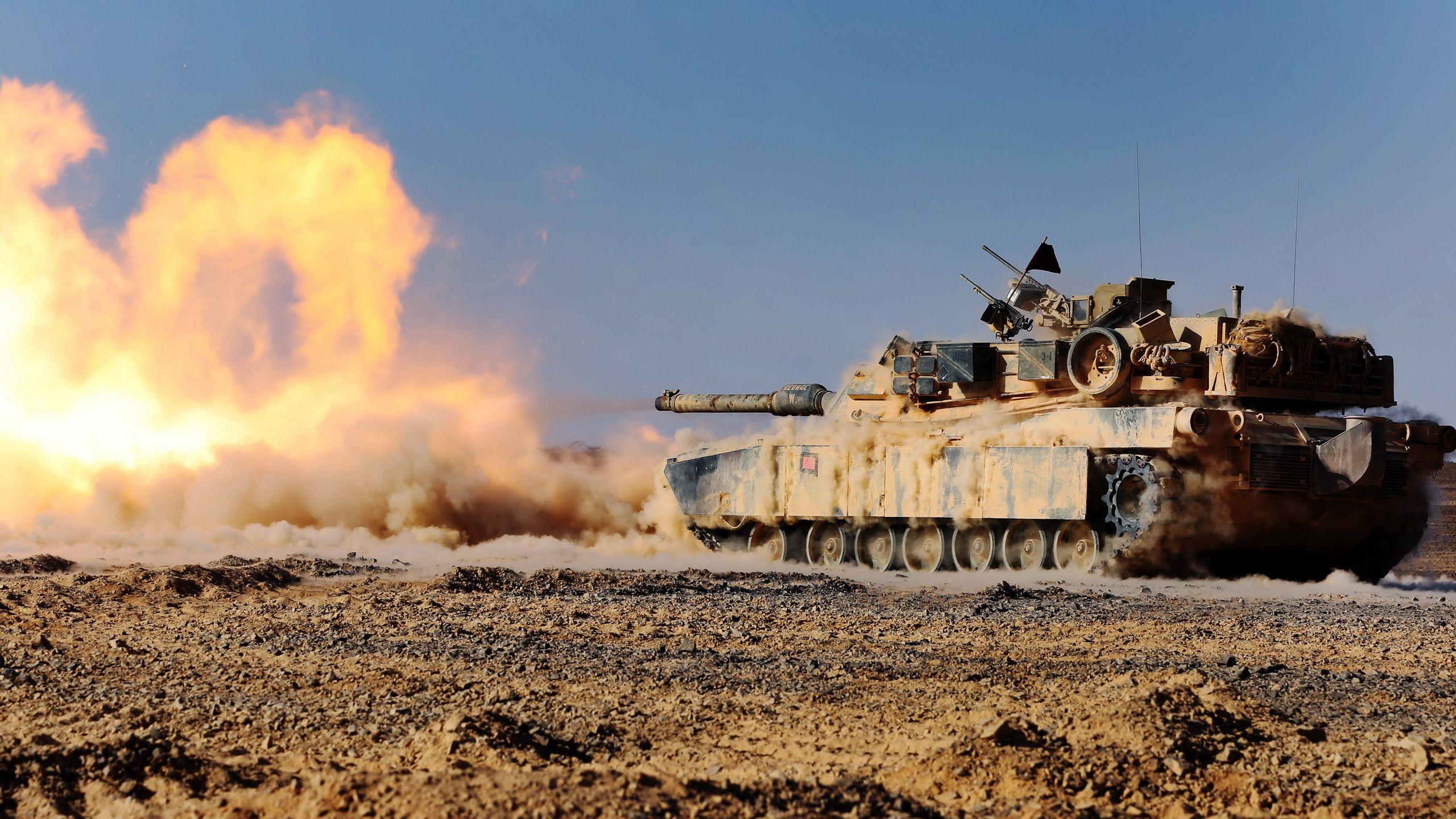 2560x1440 Picture M1 Abrams Tanks Firing American M1A1 Army 2560x1440