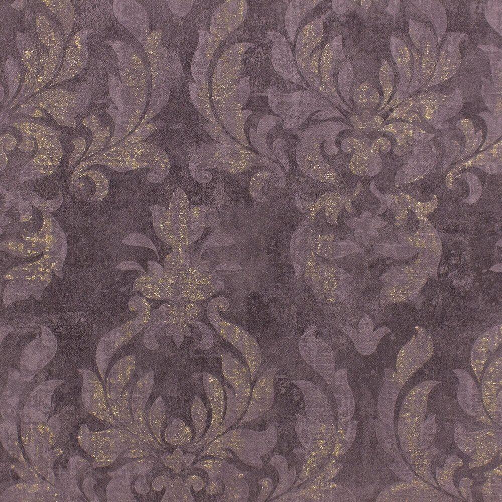 1000x1000 Wallpaper Rasch ornament dark purple gold gloss 467451