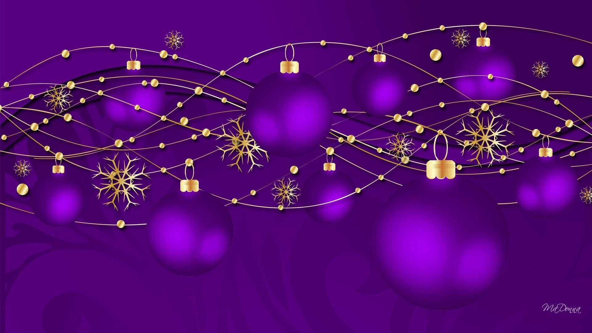 1920x1080 Purple And Gold Christmas Background