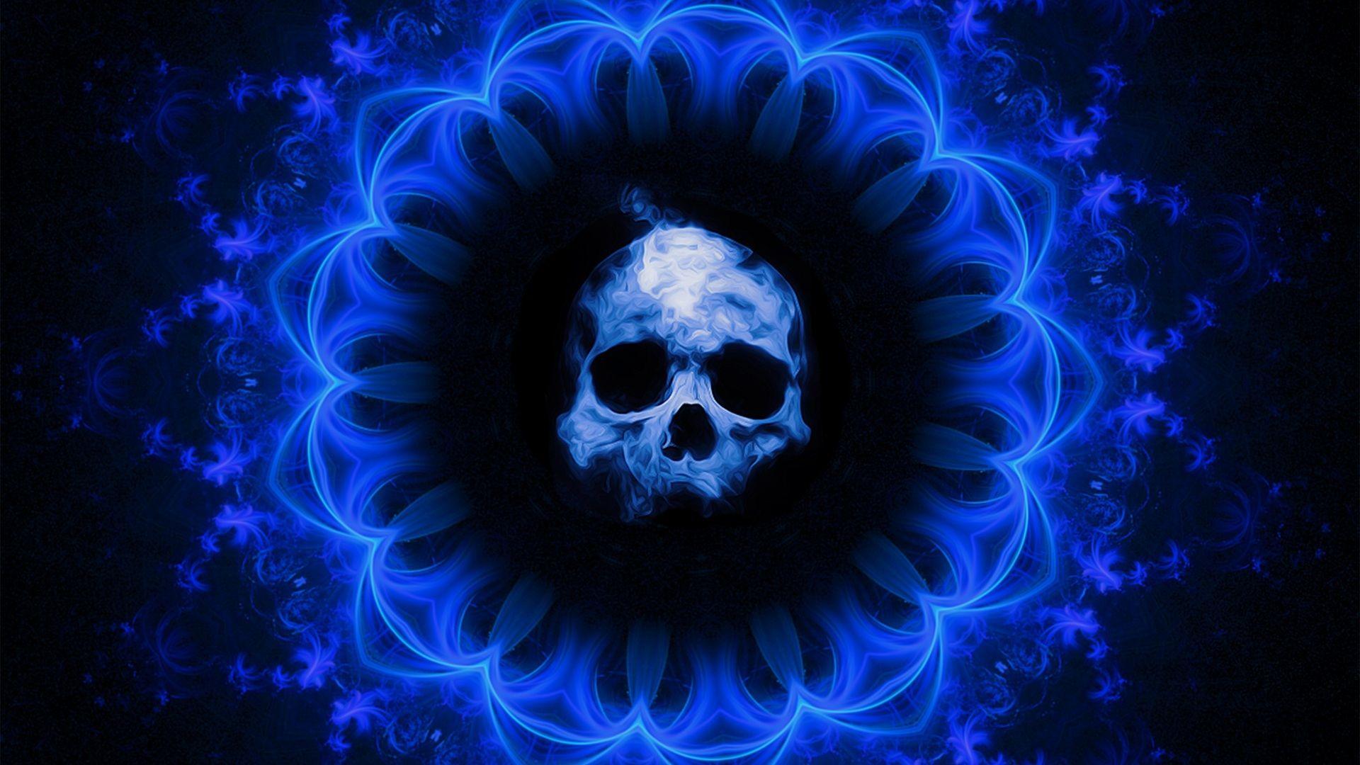 1920x1080 Skull Dark Blue Gothic Fantasy Laptop Full HD 1080P HD 4k Wallpaper, Image, Background, Photo and Picture
