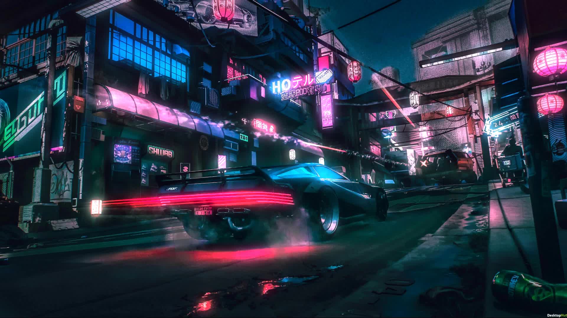 1920x1080 Neon City Computer Wallpaper .