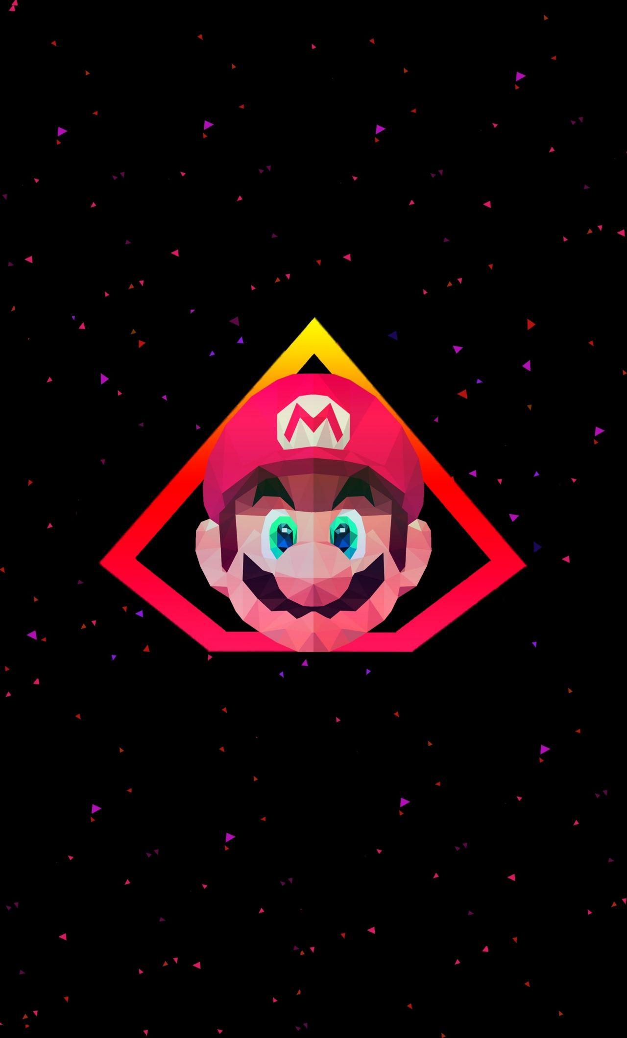 1280x2120 super mario, low poly, minimal, iphone .