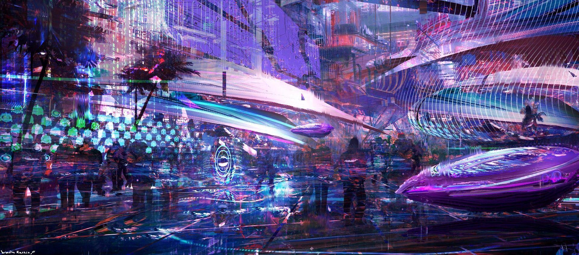 1920x847 Neon Cyberpunk Wallpaper