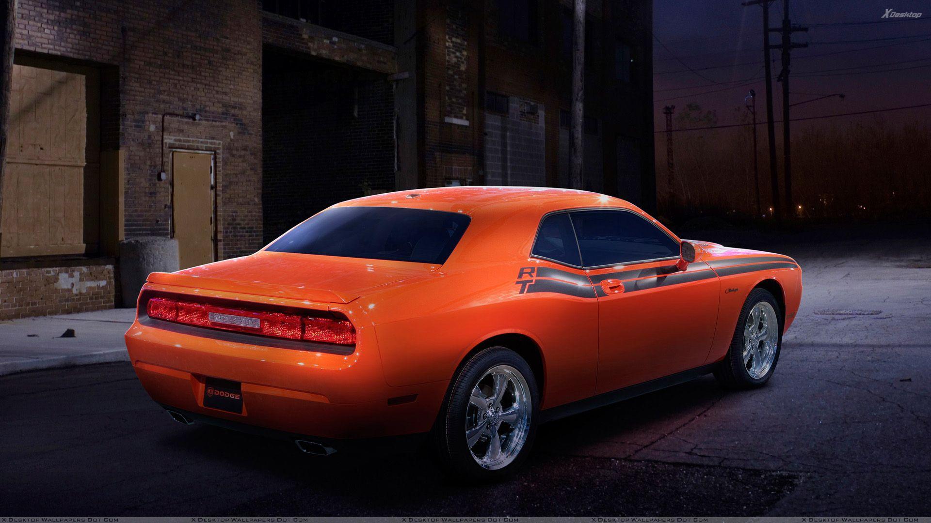 1920x1080 Dodge Challenger RT Classic In Orange Side Back Pose Wallpaper