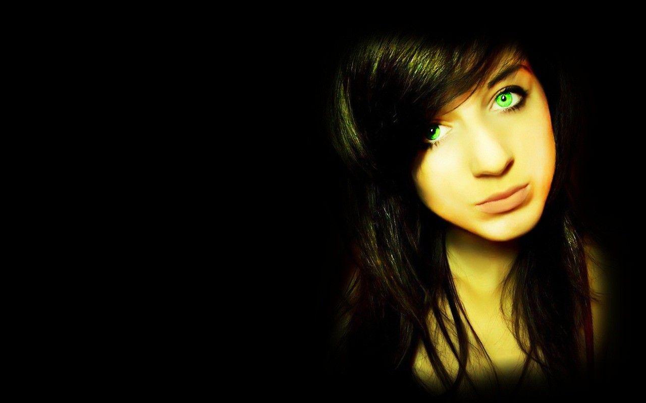 1280x800 women, dark, green eyes, faces, black .sf.co.ua